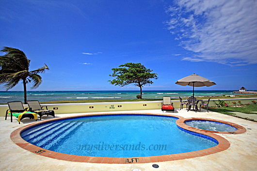 eirie blue villa, silver sands jamaica, pool and sea view